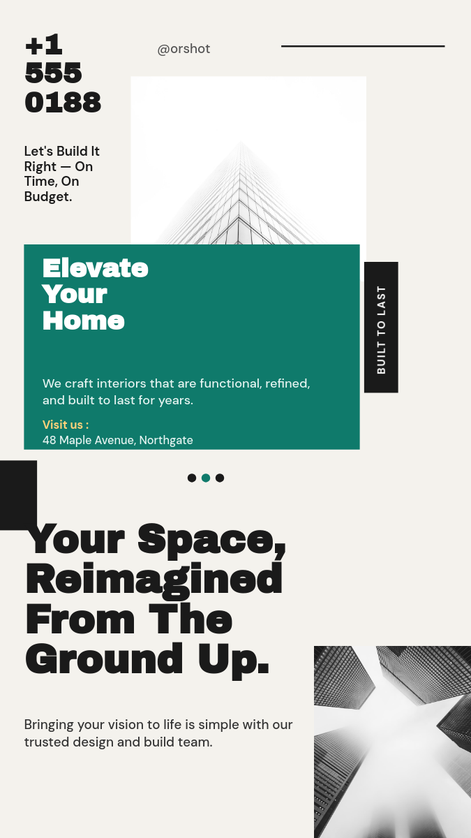 Teal Construction & Renovation Service Story — Architecture Photos + Block Headline