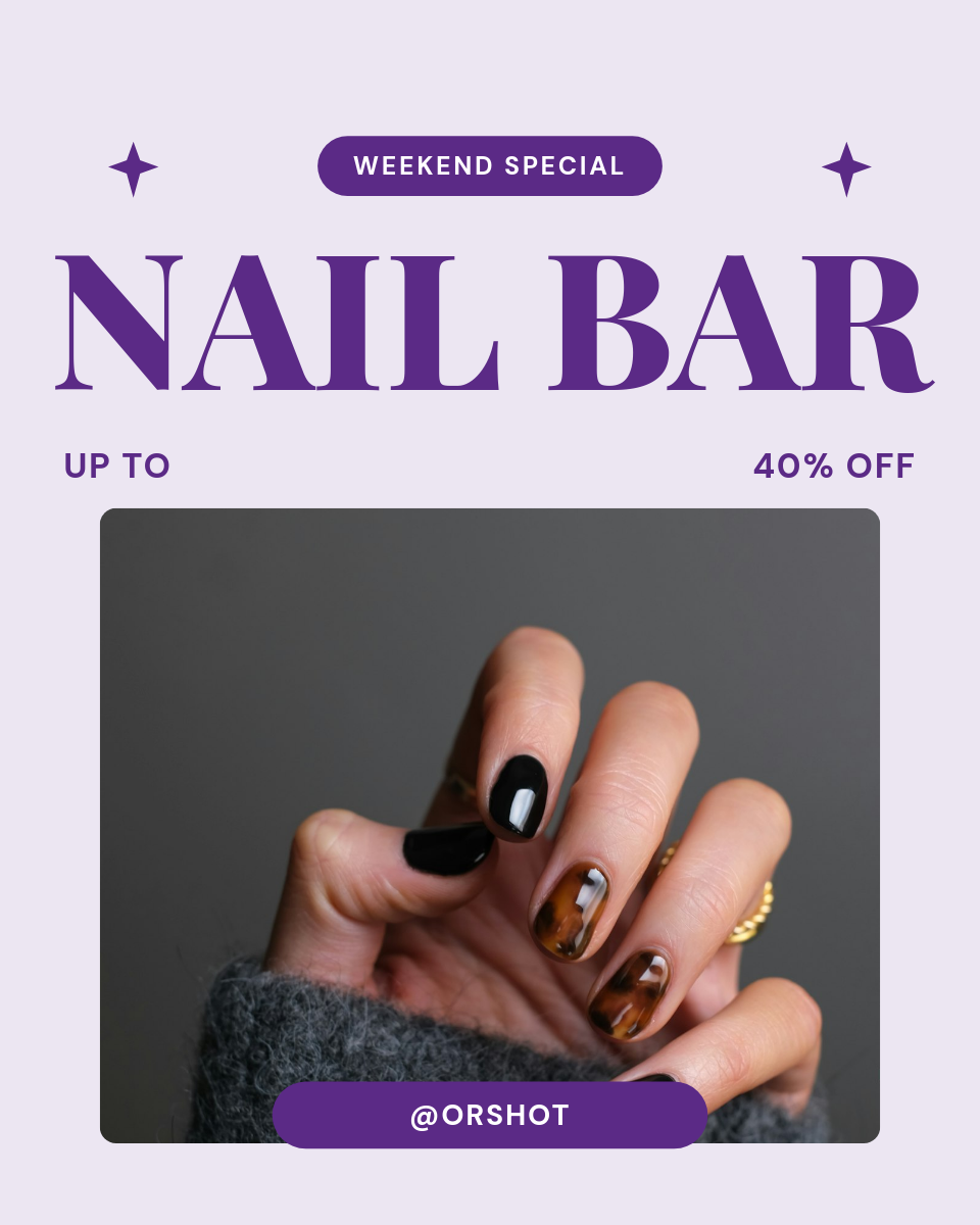 Nail Salon Promo — Elegant Serif Display + Manicure Photo