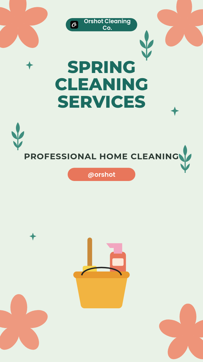 Mint & Teal Floral Spring Cleaning Services Promo Story
