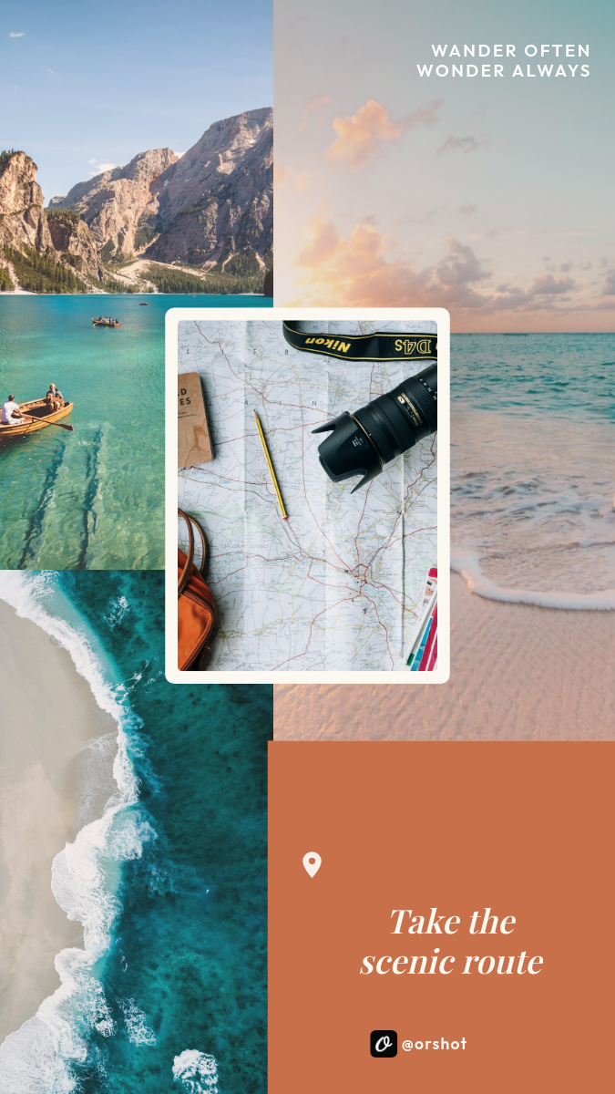 Travel Mood-Board Collage Story — Asymmetric Photo Grid