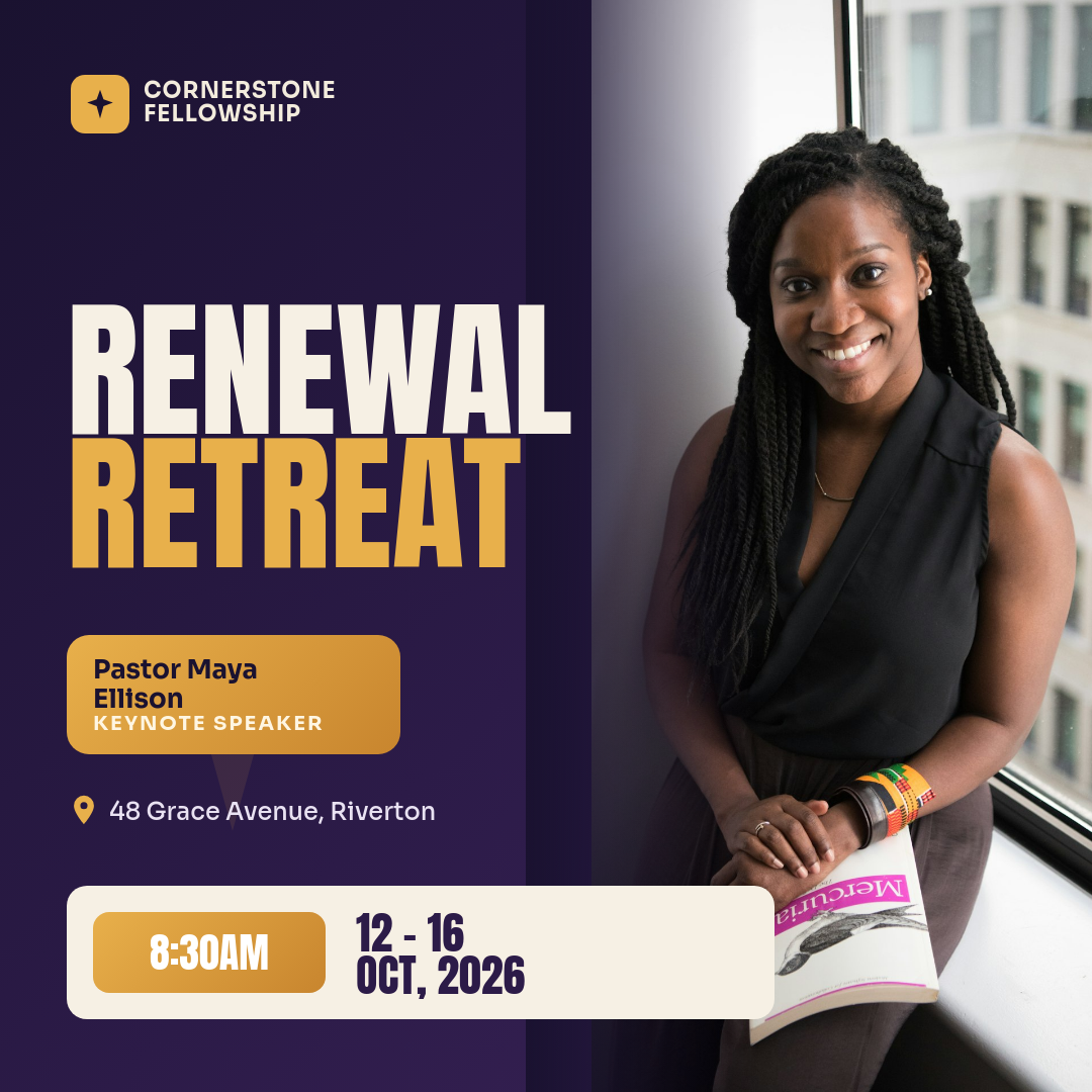 Church Retreat Event Flyer — Indigo & Gold Speaker Announcement Square
