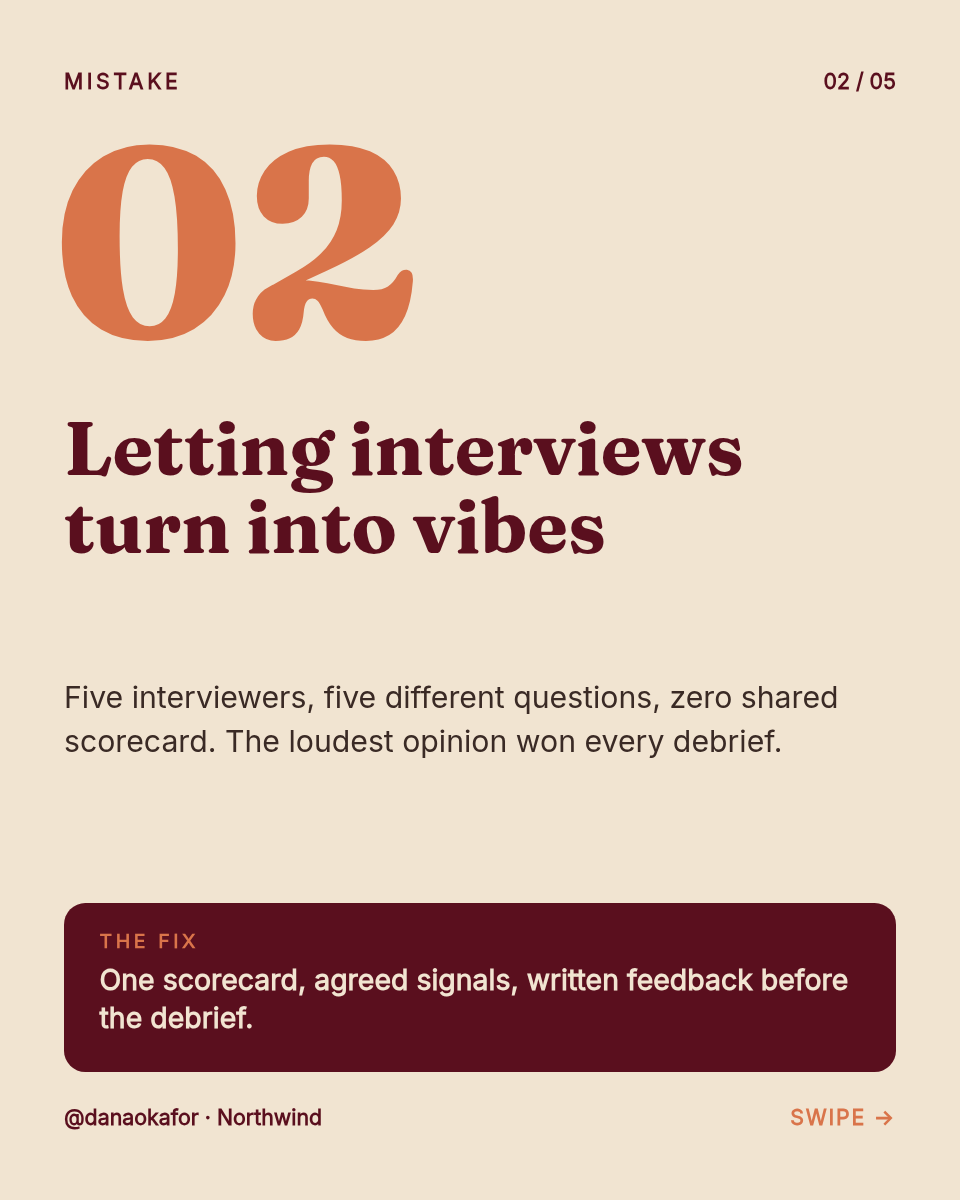 LinkedIn Carousel Template — 5 Hiring Mistakes, Oxblood - Page 3