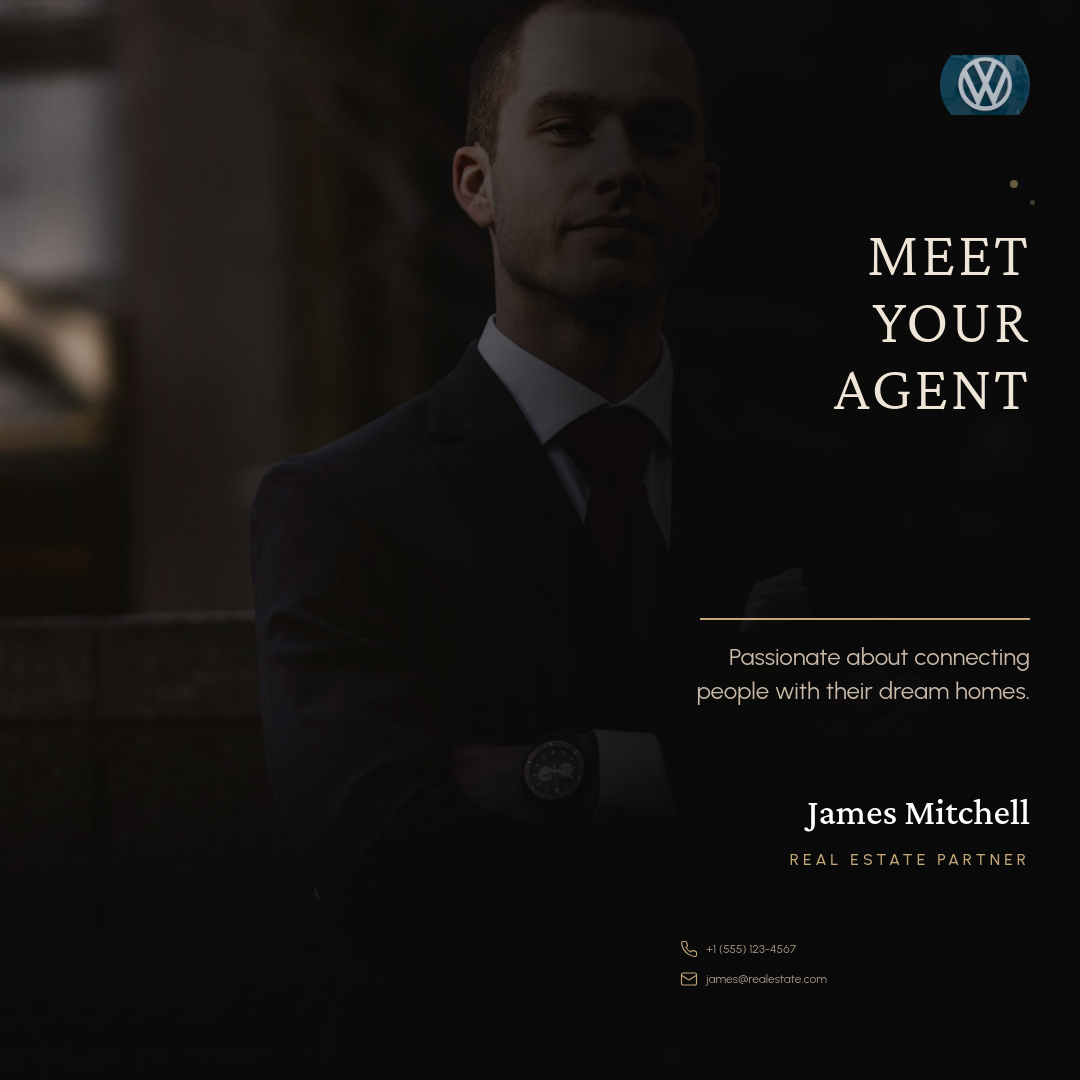 Meet Your Agent Dark Portrait with Serif Headline