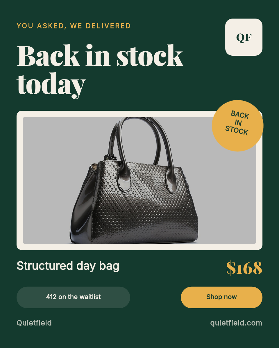 Back in stock product post