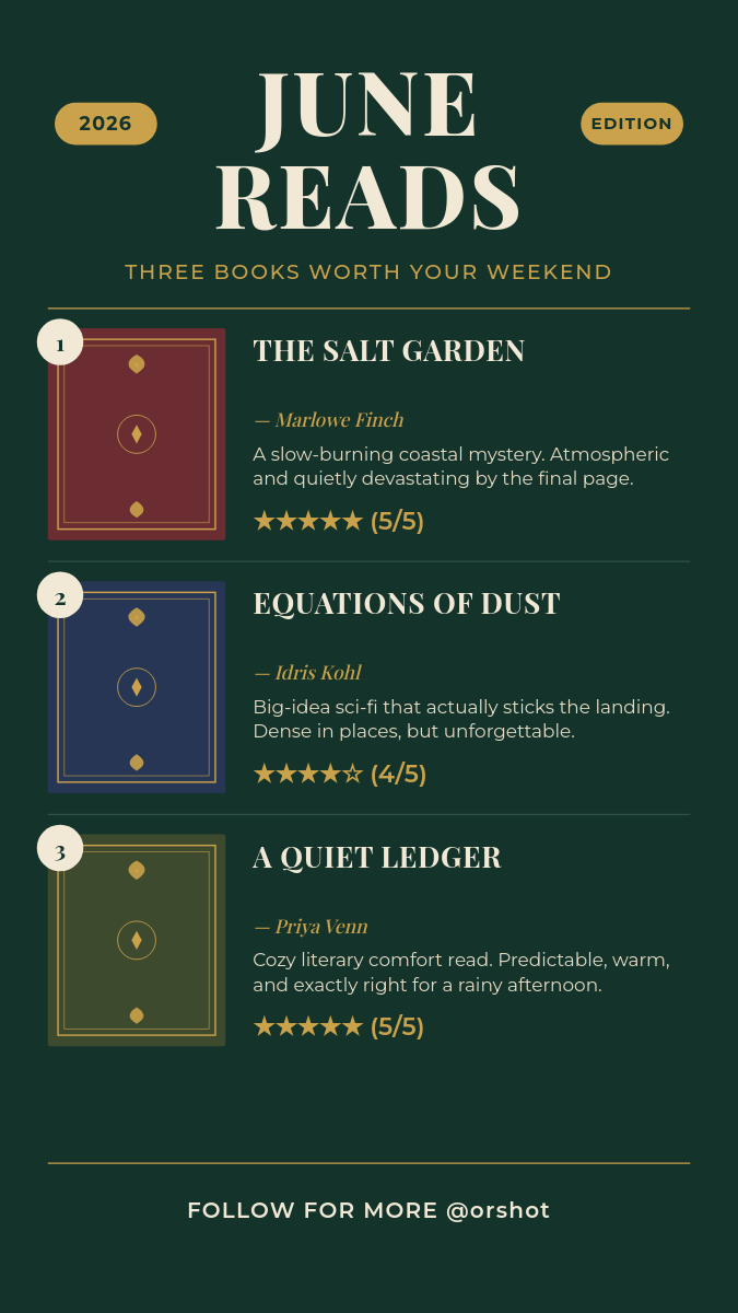 June Reads Book Review Story — Numbered List, Ornate Covers
