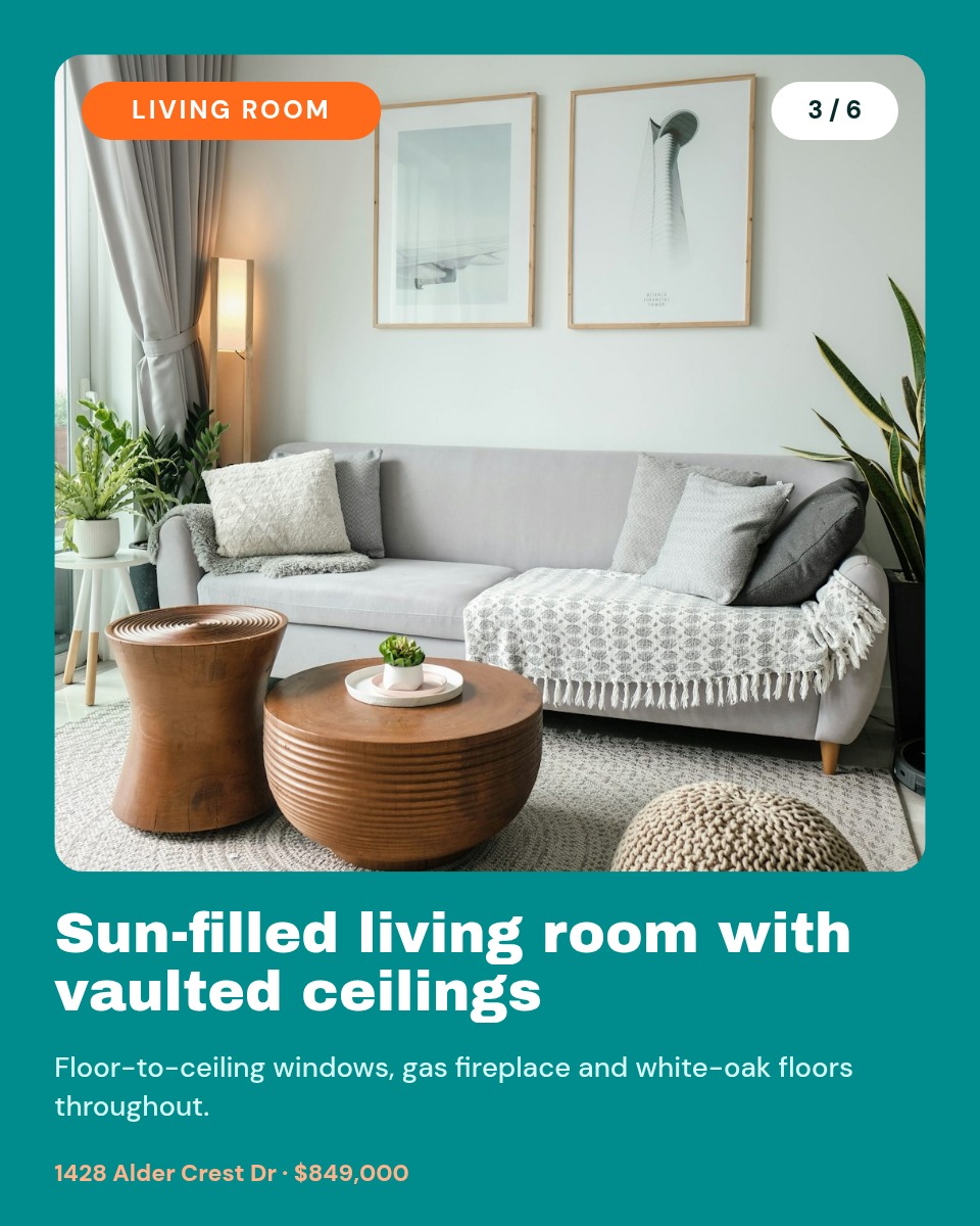 Real Estate Listing Carousel — 6 Slides, Teal & Orange - Page 3