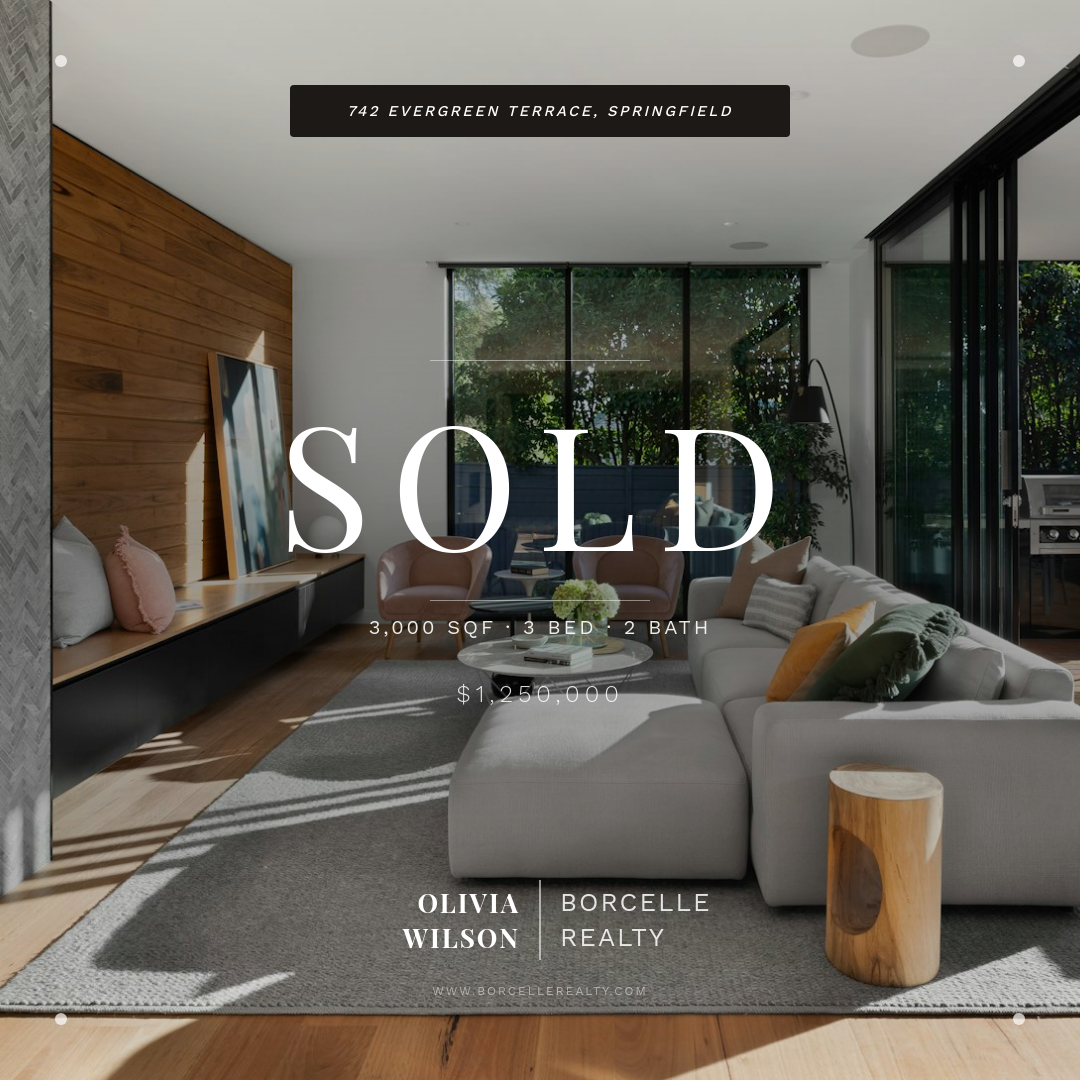 White Frame Property Sold Celebration with Serif Headline and Agent Branding