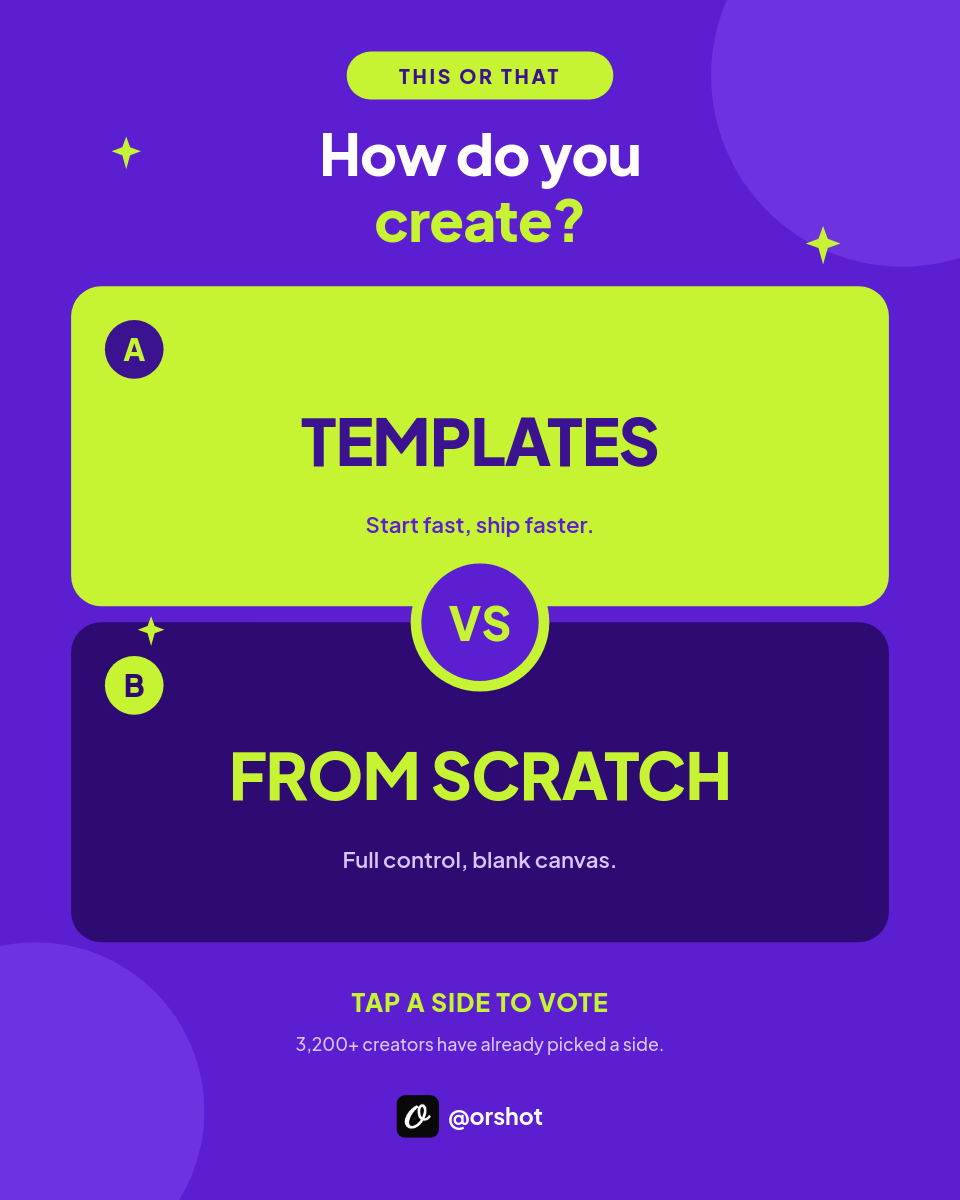 Purple & Lime This-or-That Poll IG Post — Split Option Cards, VS Badge & Tap-to-Vote Footer