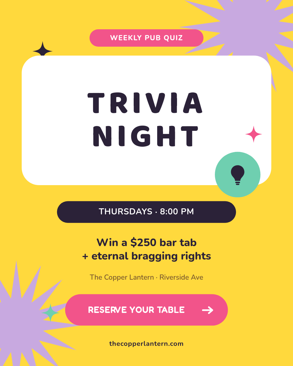 Playful Yellow Pub Trivia Night Instagram Ad with Starbursts