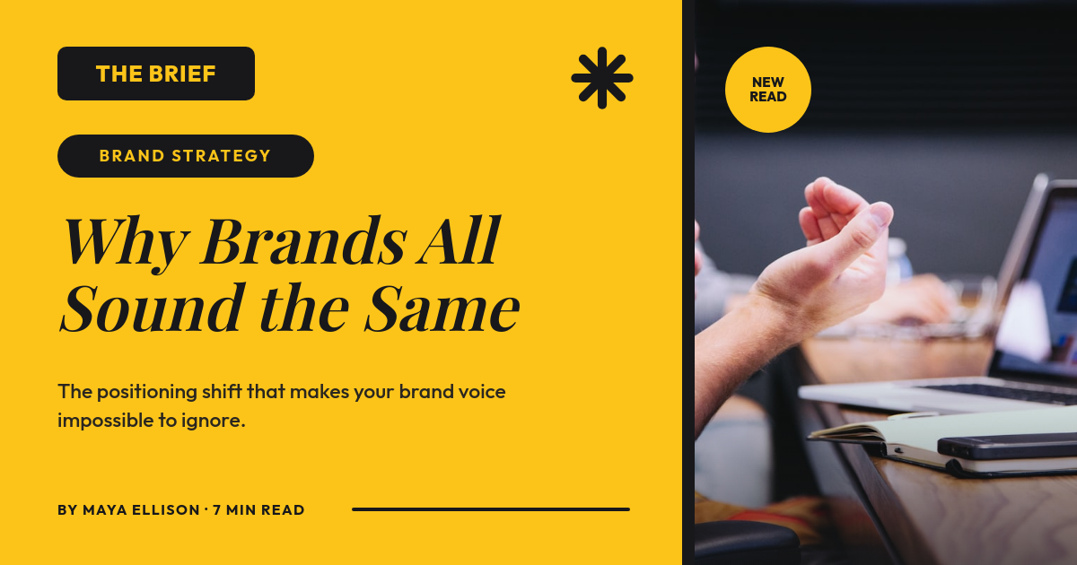 Bold Yellow Editorial Blog OG Card with Italic Serif Headline