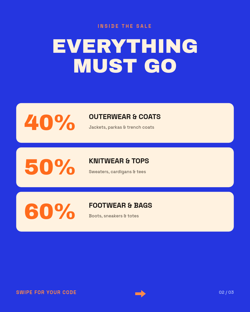 Vibrant Cobalt & Orange Mid-Season Sale Instagram Carousel - Page 2