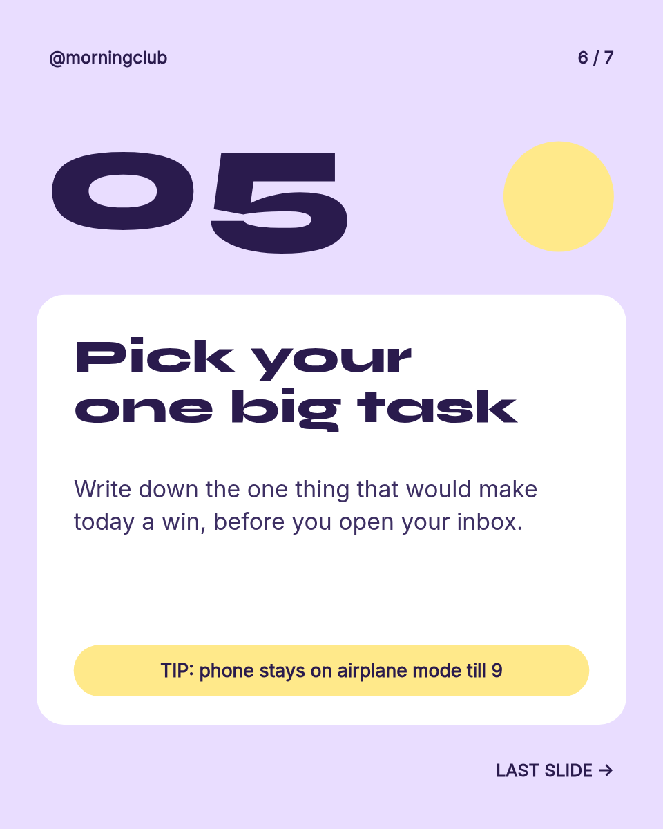 Instagram Carousel Template — 5-Step Morning Routine, Lilac - Page 6