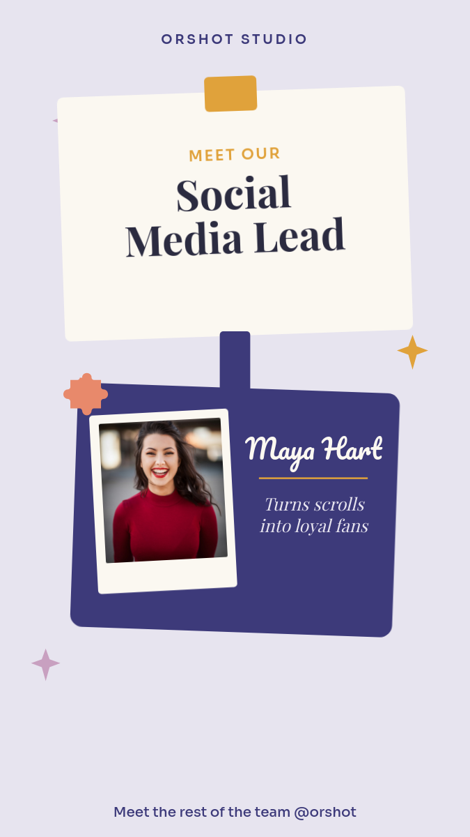 Meet the Team ID Badge Story with Clipboard & Polaroid