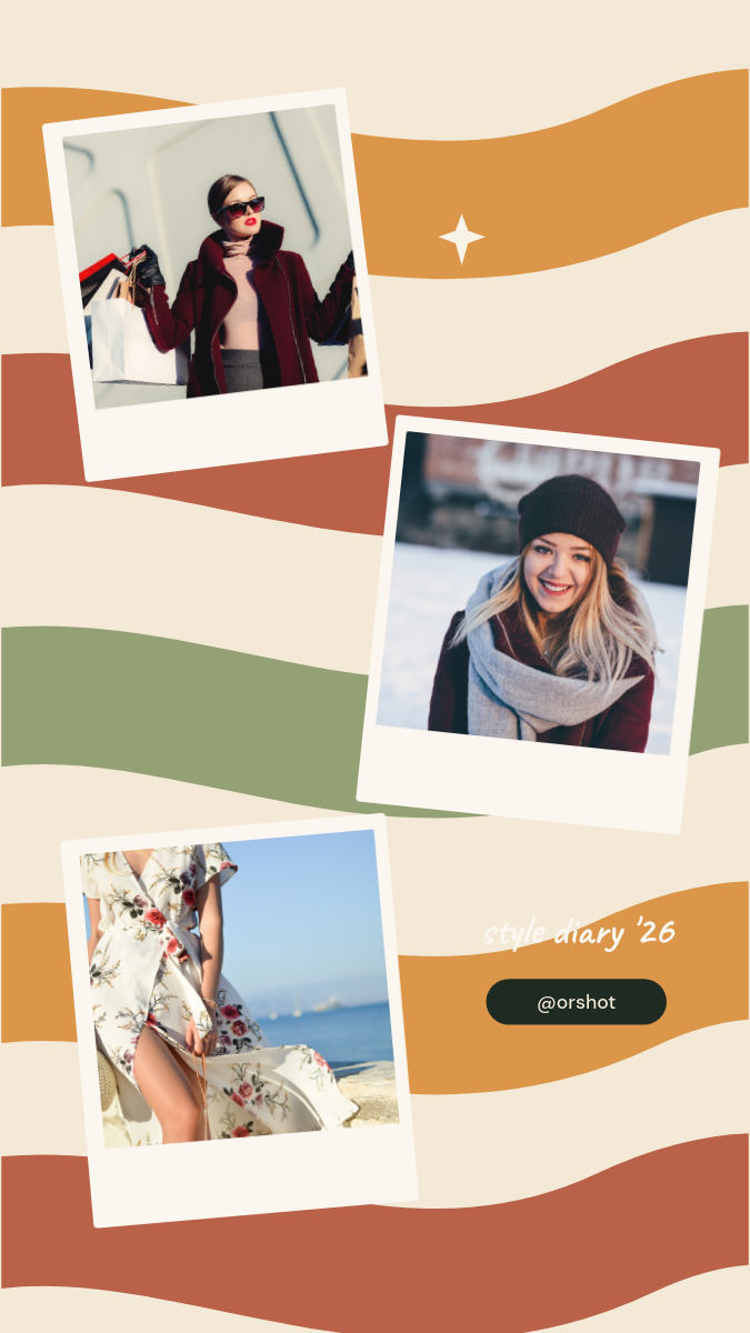 Retro Groovy Swirl Fashion Polaroid Story — Style Mood Board