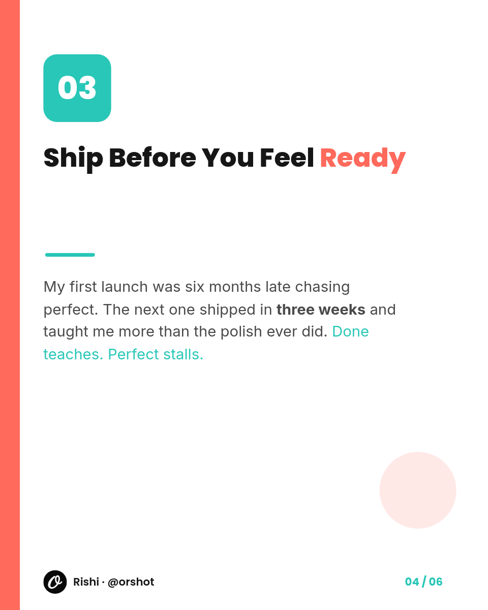 Coral & Teal Founder-Lessons Carousel — Bold Split Cover, Numbered Cards & Swipe System, 6 Slides - Page 4