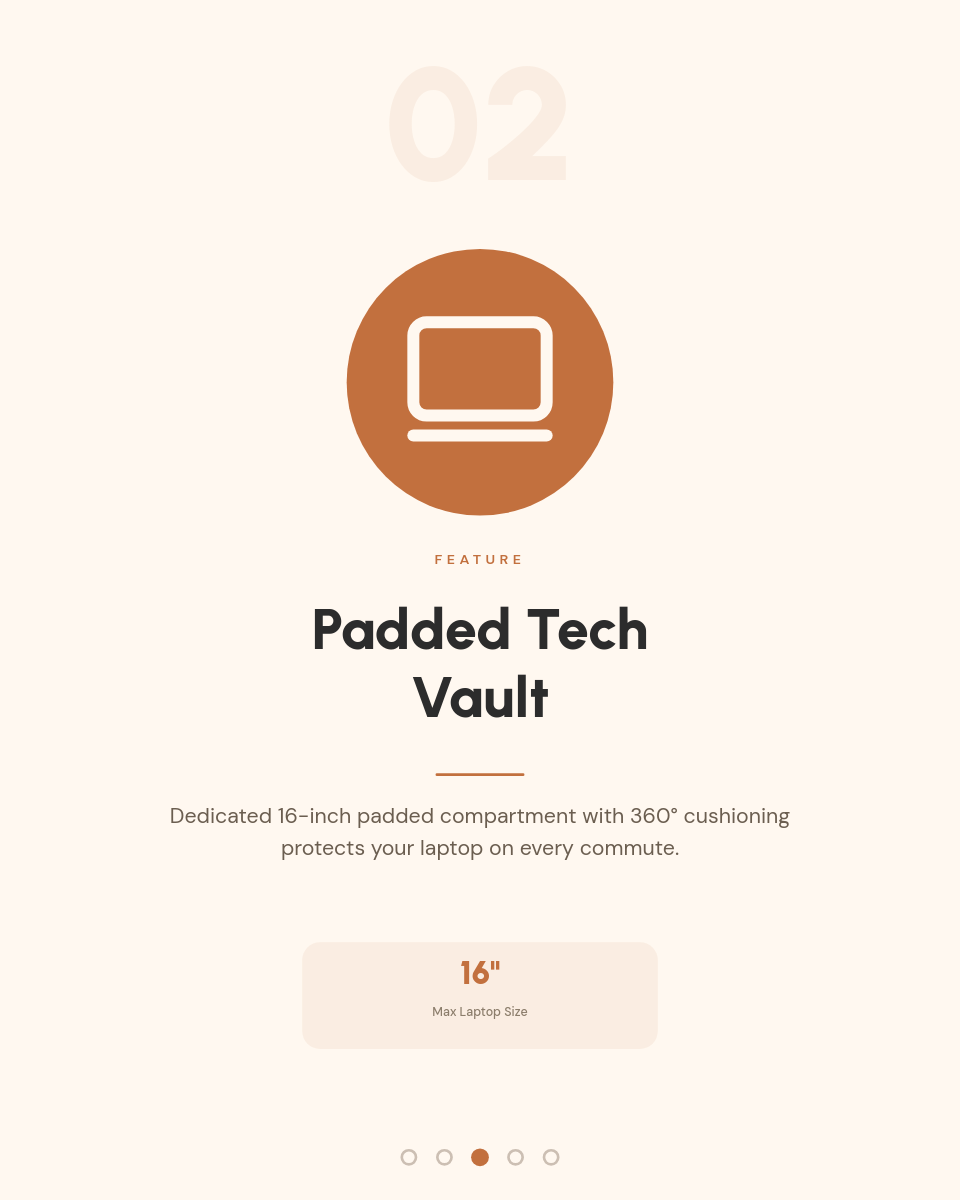 Cream Terracotta Product Feature Breakdown Carousel with Icon Slides - Page 3