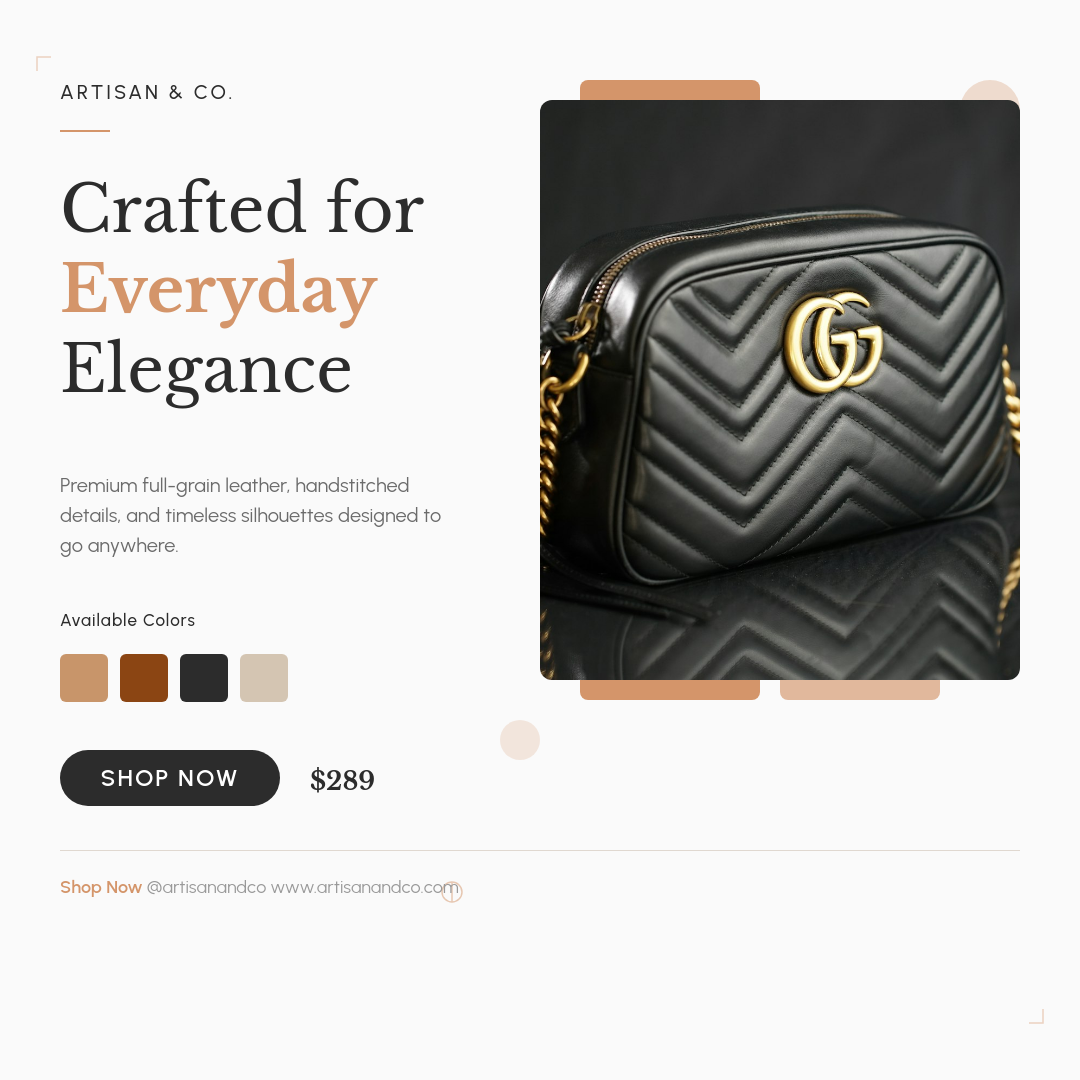 Clean Product Showcase with Earth-Tone Accent Blocks