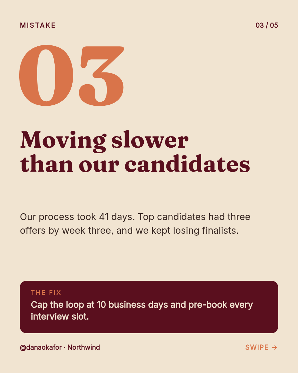 LinkedIn Carousel Template — 5 Hiring Mistakes, Oxblood - Page 4