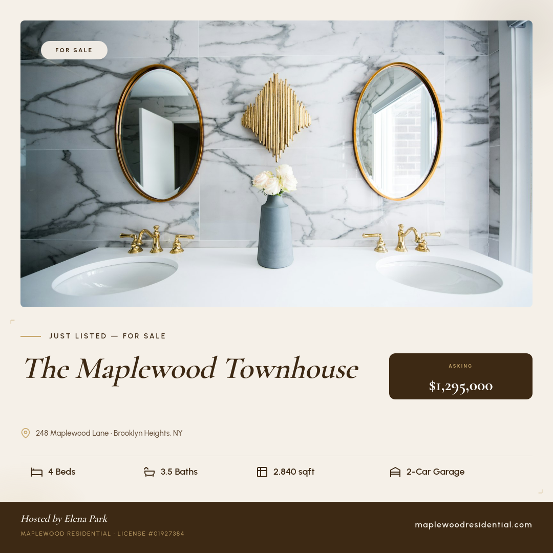 Warm Mocha & Cream Modern Townhouse Just Listed Real Estate Square Post