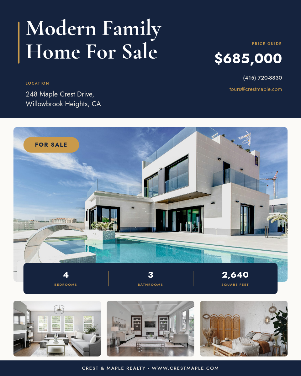Navy & Gold House For Sale Real Estate Instagram Post