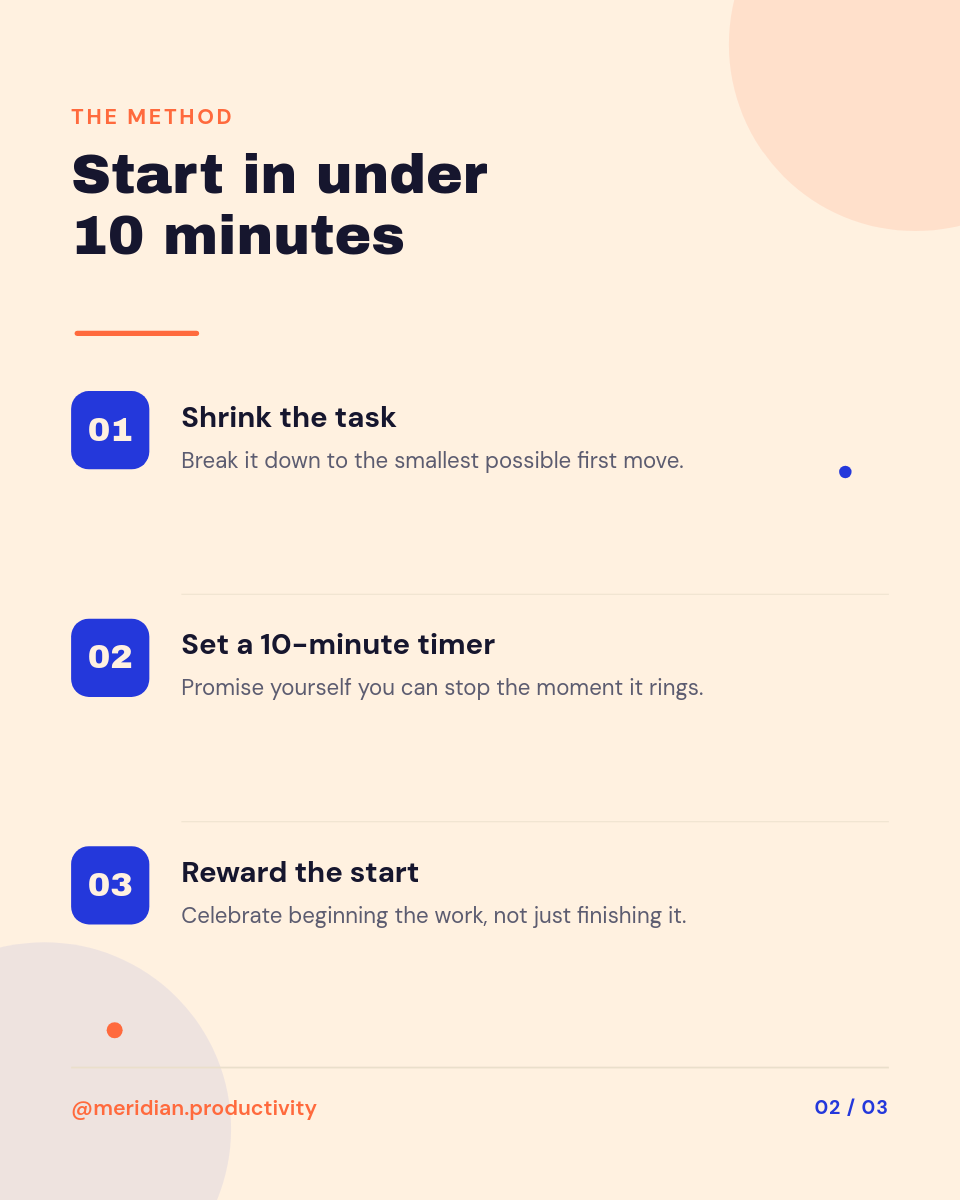 Bold Cobalt & Coral Beat Procrastination Instagram Carousel - Page 2