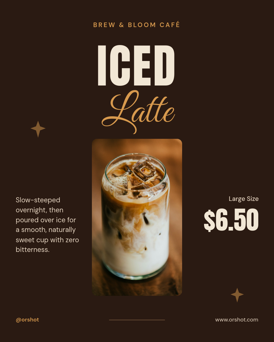 Bold Type Iced Latte Promo — Café Drink Instagram Portrait