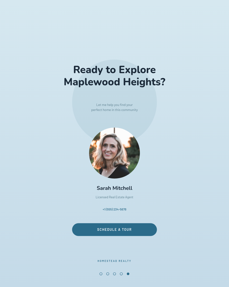 Pastel Teal Neighborhood Guide Carousel with Area Stats and Agent CTA - Page 5