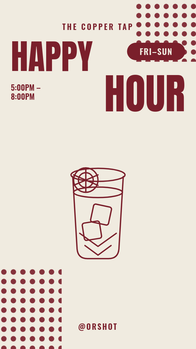 Happy Hour Story — Bold Type with Line-Art Cocktail