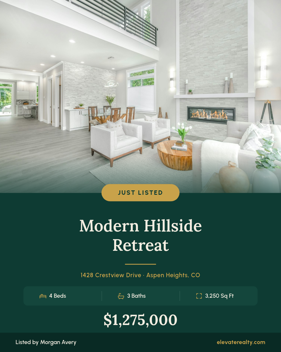 Just Listed Luxury Home Real Estate Instagram Post in Emerald & Gold