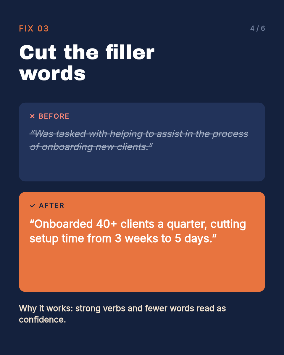 LinkedIn Carousel — Resume Before & After, Navy & Clay - Page 4