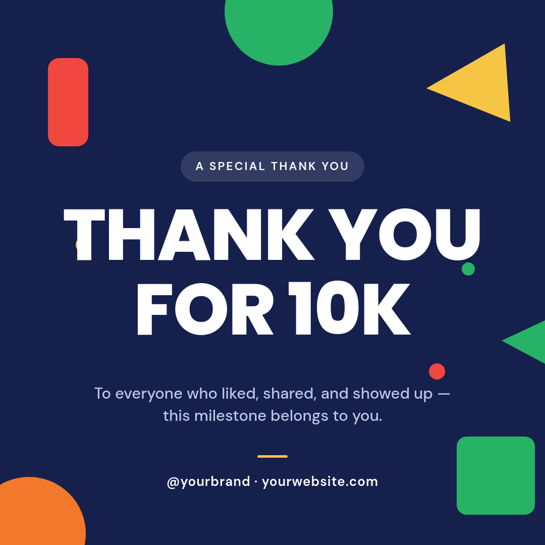 Bold Geometric Confetti Milestone Thank-You Instagram Post