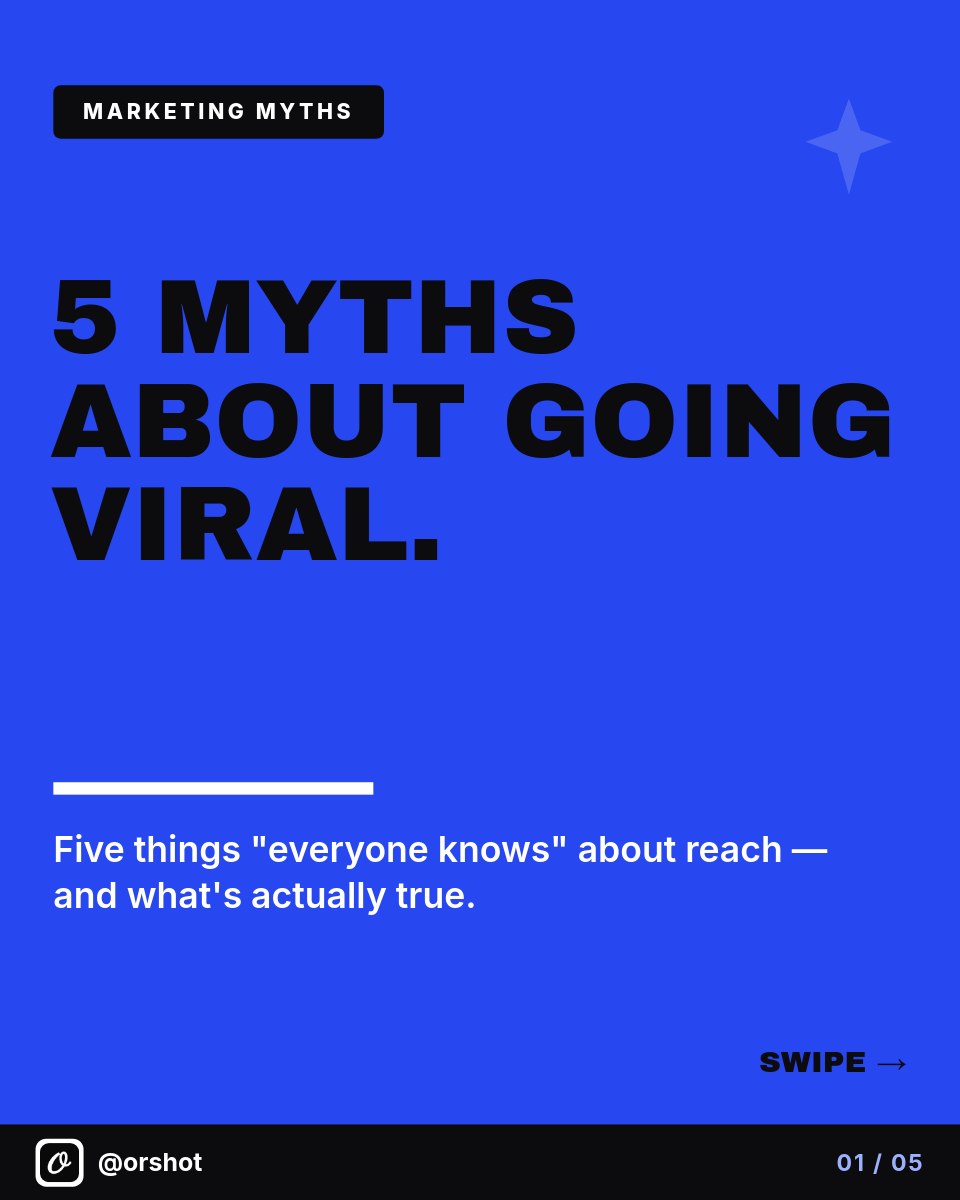 Electric-Cobalt Brutalist Myth-vs-Fact Carousel — Archivo Black, Giant Numbers & White Sticker Panels, 5 Slides - Page 1