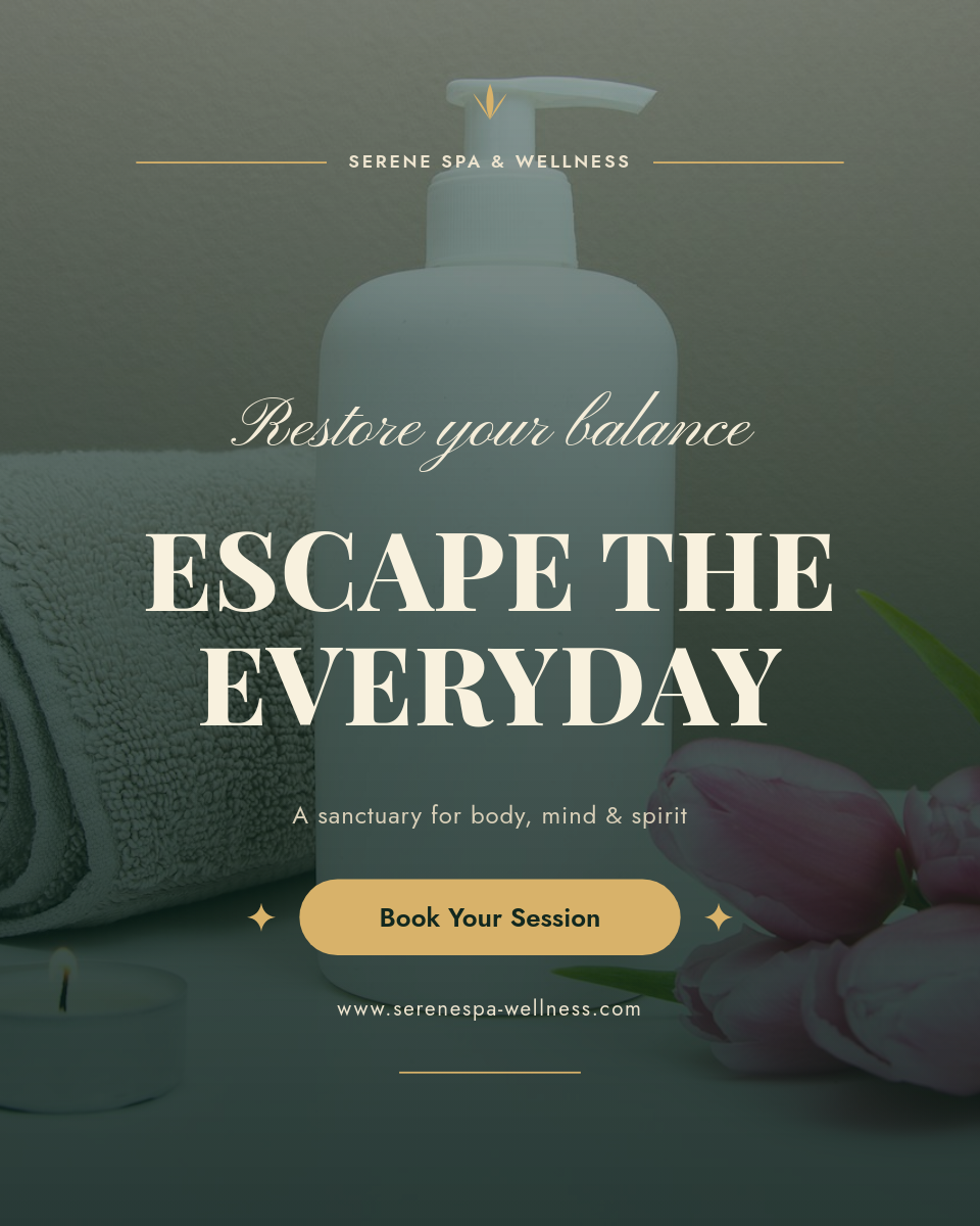 Elegant Spa & Wellness Studio Instagram Ad with Serif Headline
