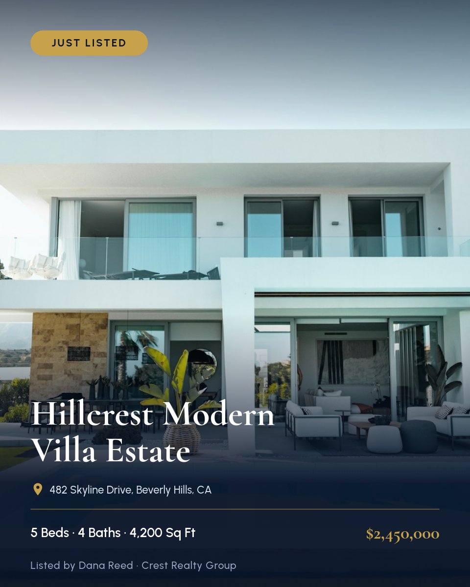 Navy & Gold Luxury Villa Just Listed Real Estate Instagram Post