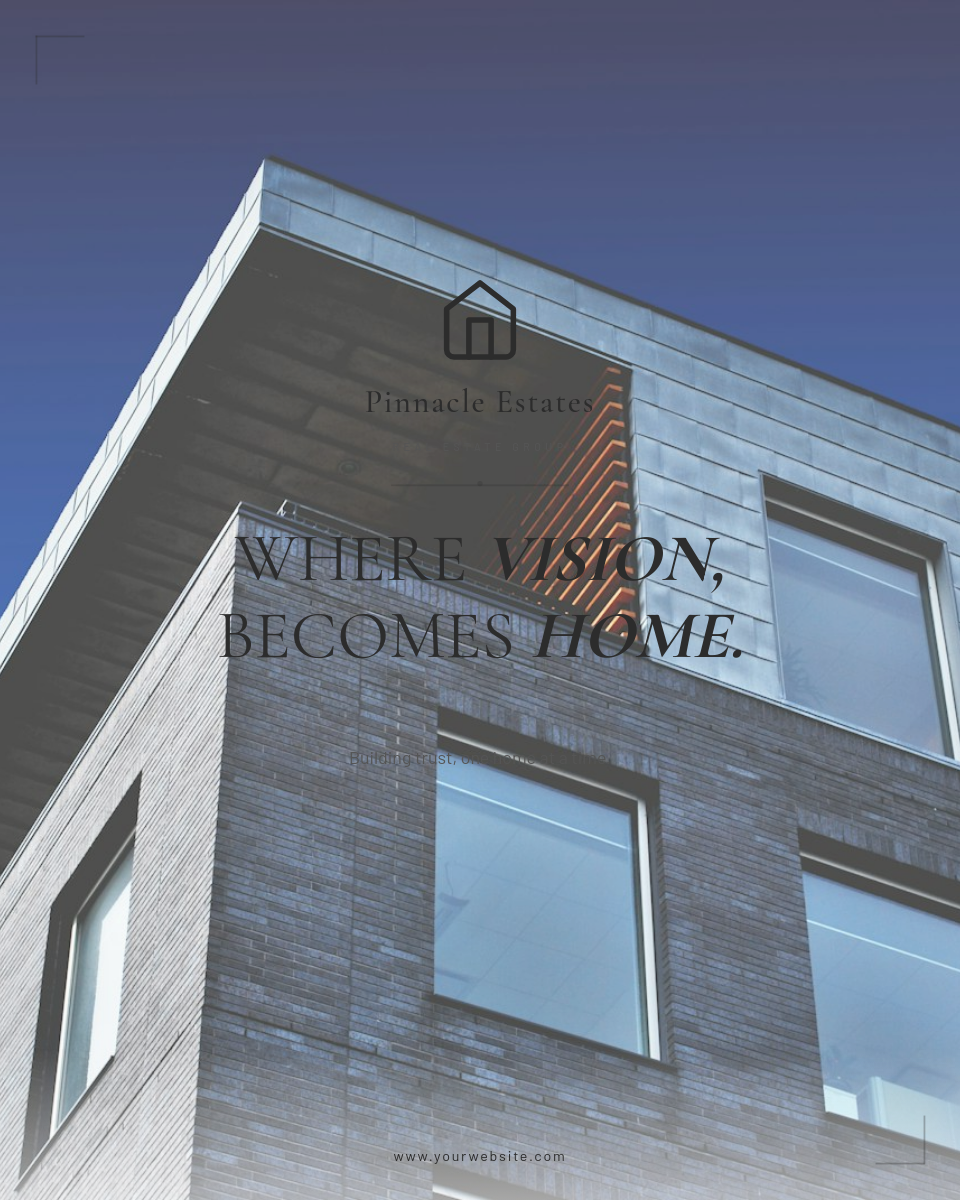 Clean Editorial Real Estate Brand Post with Mixed-Weight Serif Headline on Architecture Photo
