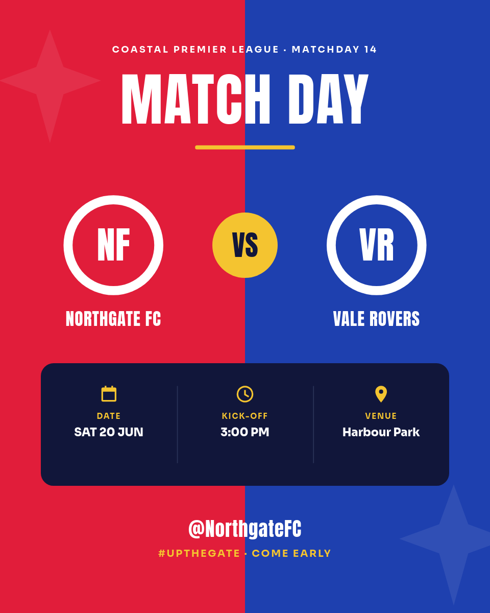 Match Day Football Fixture — Crimson vs Cobalt Split, Anton Caps, Crest Roundels & VS Badge