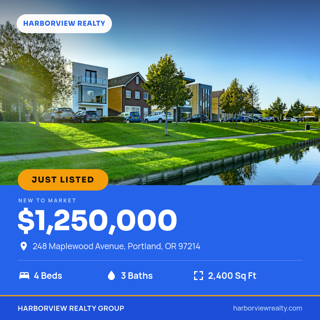 Just Listed Real Estate Instagram Post with Cobalt Detail Band