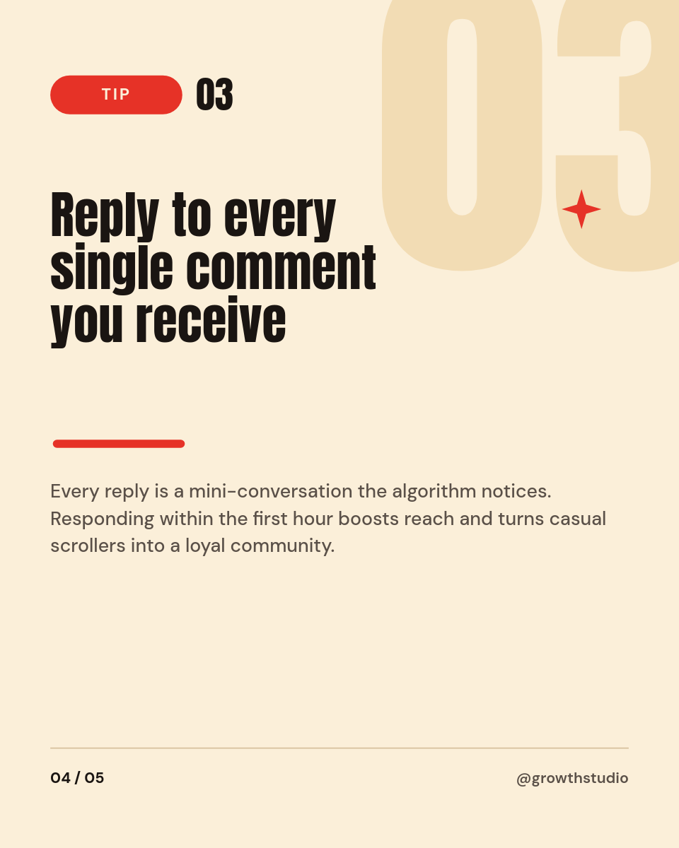 Bold Red Instagram Growth Tips Carousel with Giant Type - Page 4