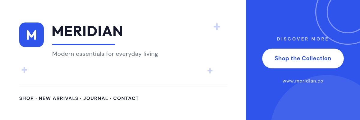 Clean White Brand Email Header with Cobalt Accent Panel