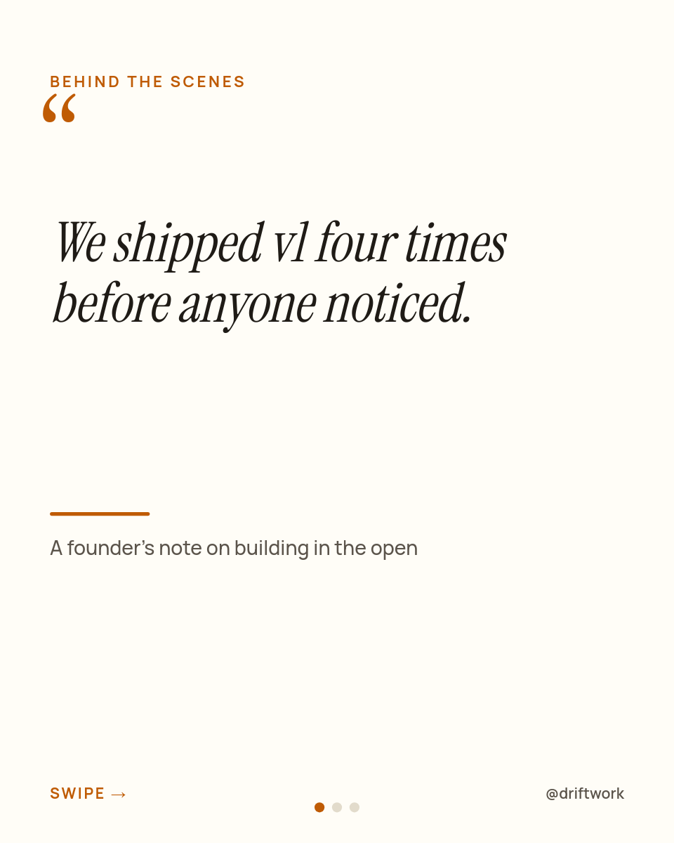Cream Editorial Behind-the-Scenes Carousel — Italic Serif Founder Note