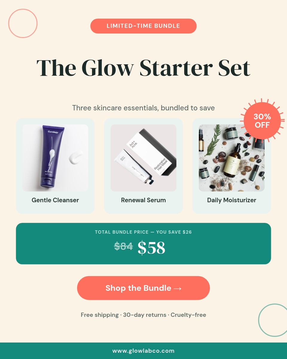 Teal & Coral Skincare Bundle Deal Card with 3 Products