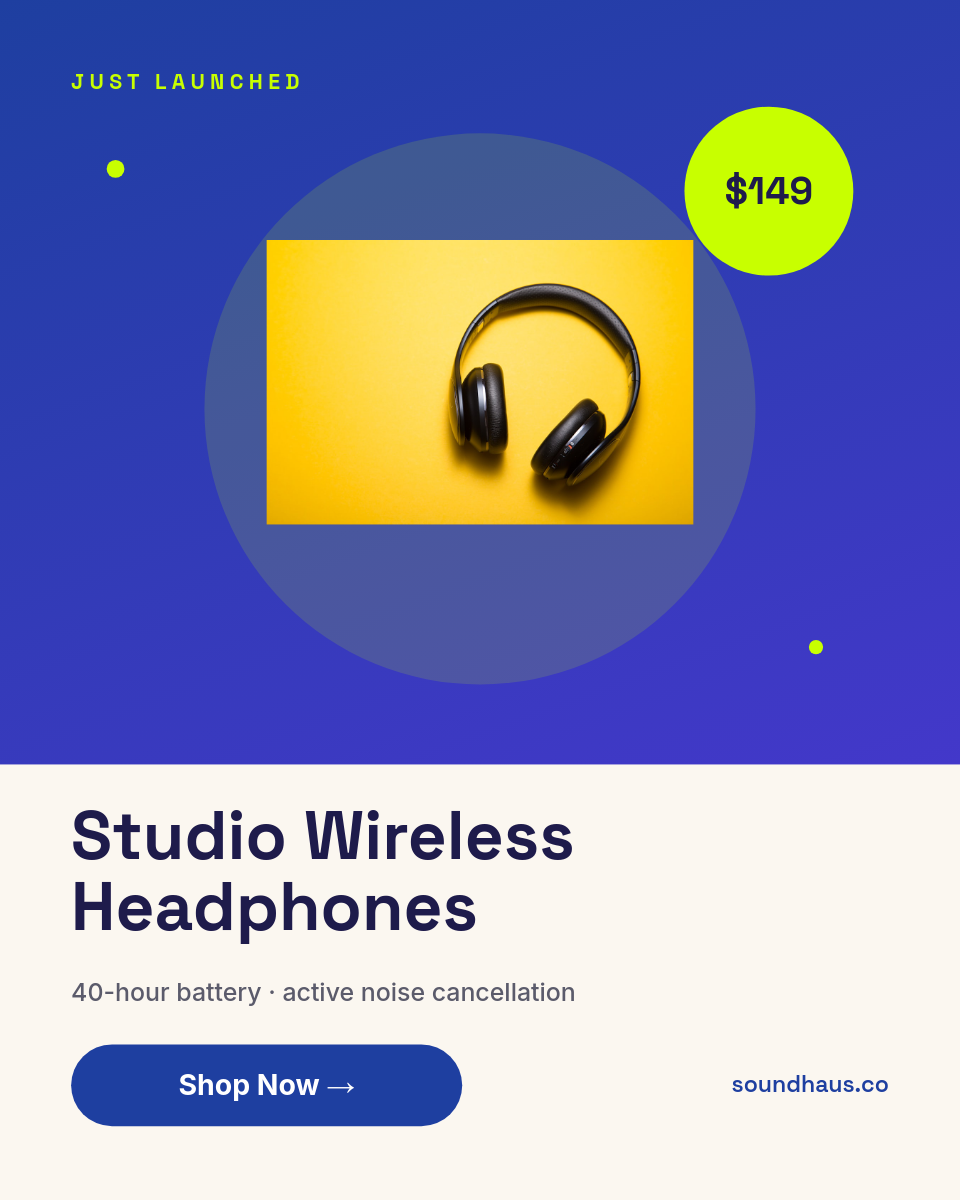 Cobalt & Lime Wireless Headphones Product Card