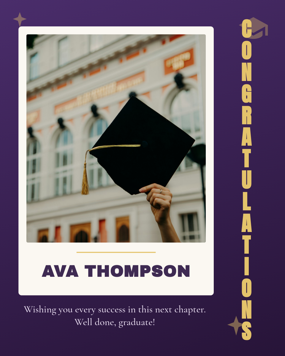 Plum and Gold Graduation Congratulations Polaroid Portrait