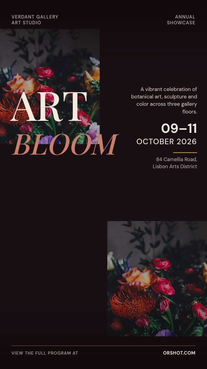 Wine Art Exhibition Floral Story — Oversized Serif