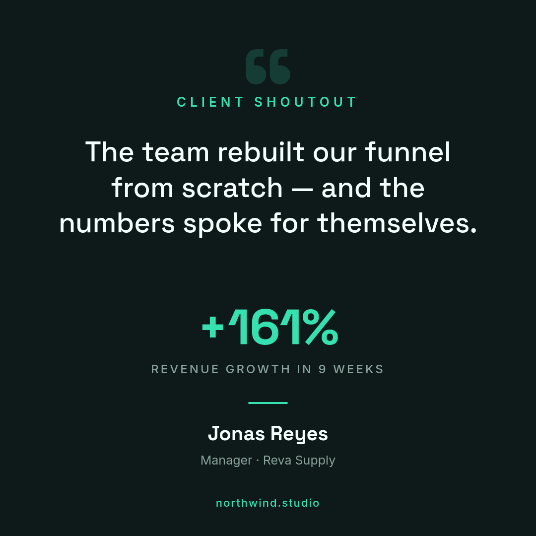 Client Shoutout Testimonial Card — Dark Editorial Mint Accent
