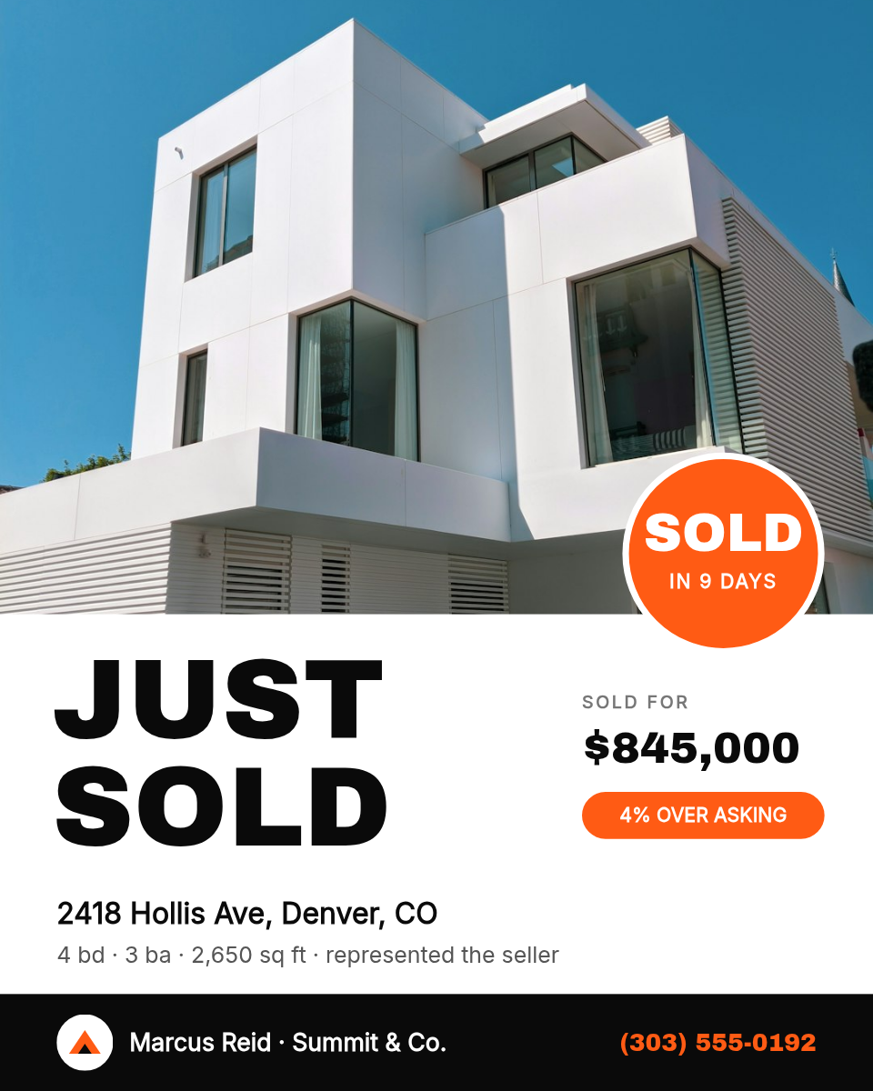 Real Estate Just Sold Post + Story — Black, White & Orange - Page 1