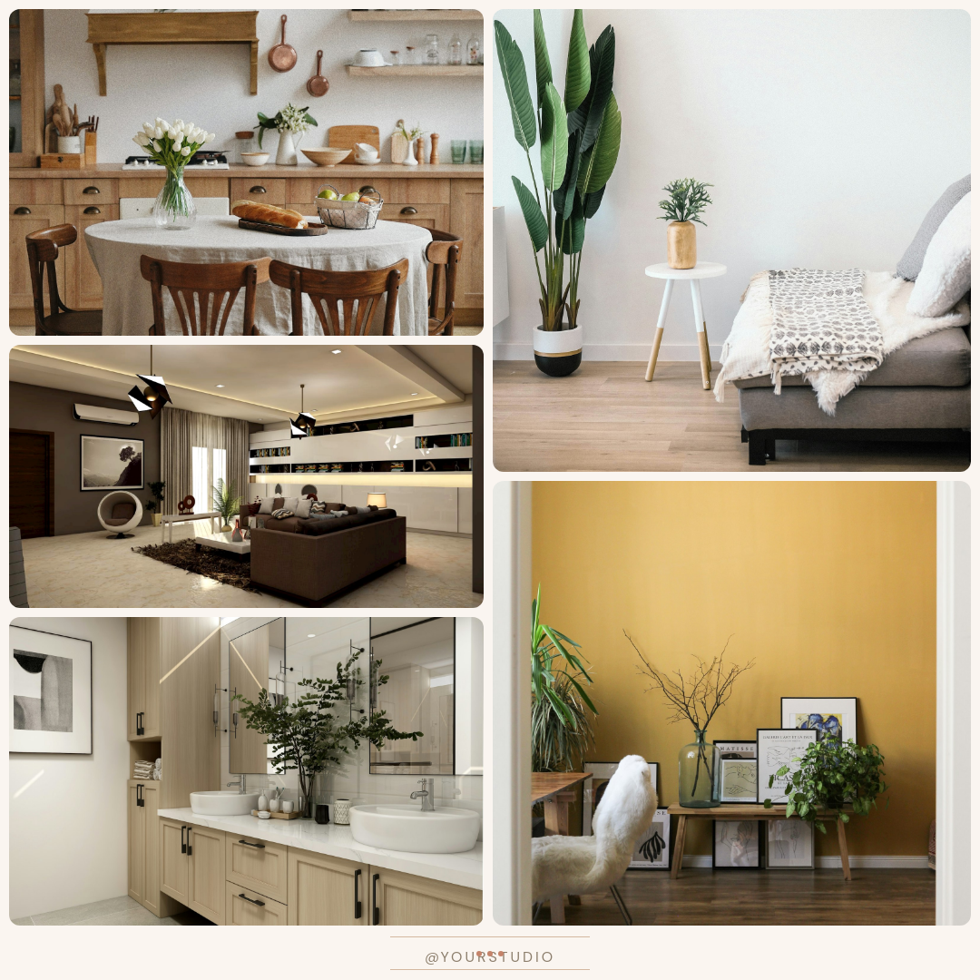 Warm Terracotta Lifestyle Mood Board Collage with Asymmetric 5-Photo Grid