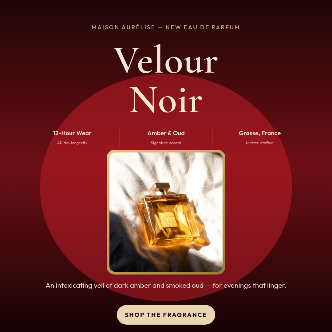Dramatic Crimson Spotlight Perfume Product Launch Ad