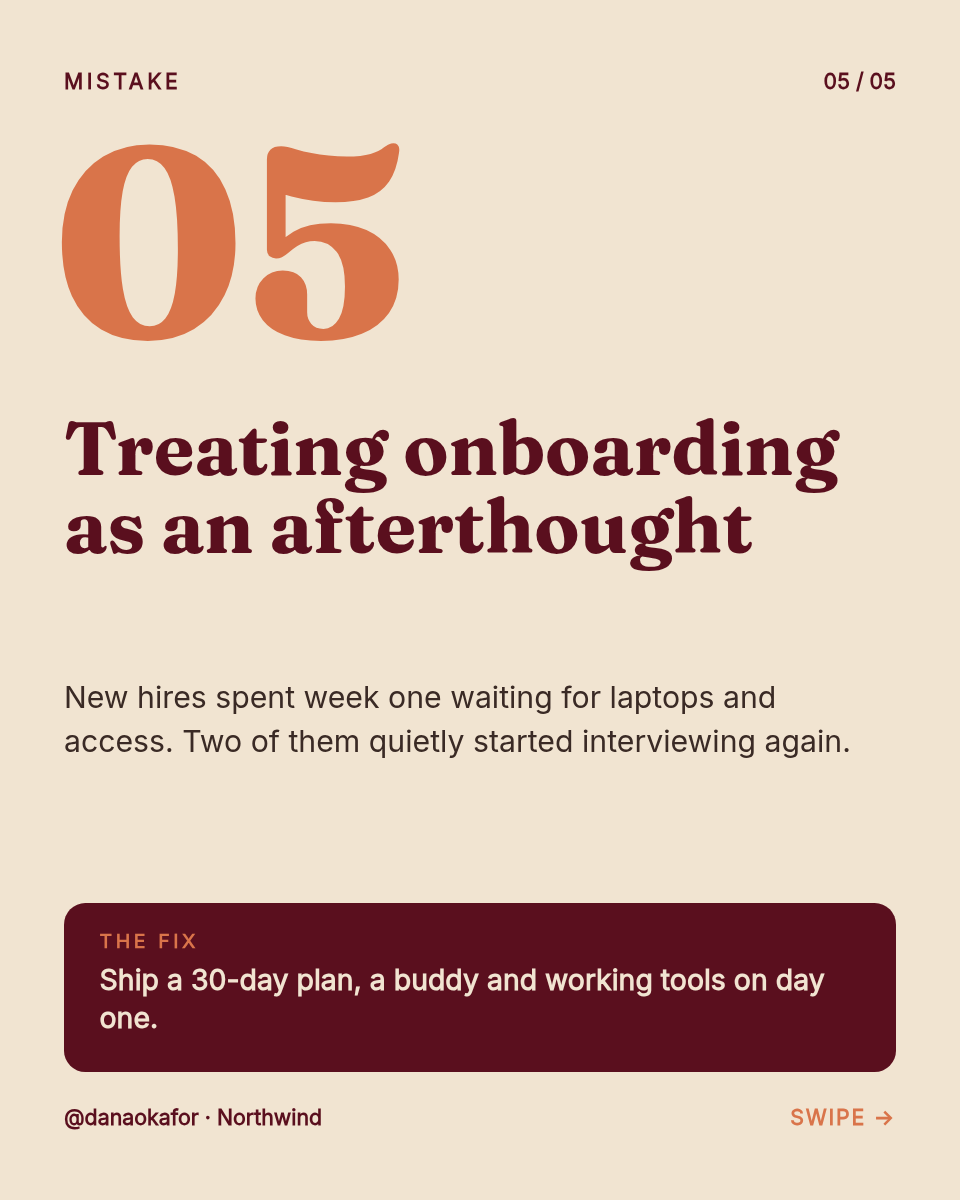 LinkedIn Carousel Template — 5 Hiring Mistakes, Oxblood - Page 6