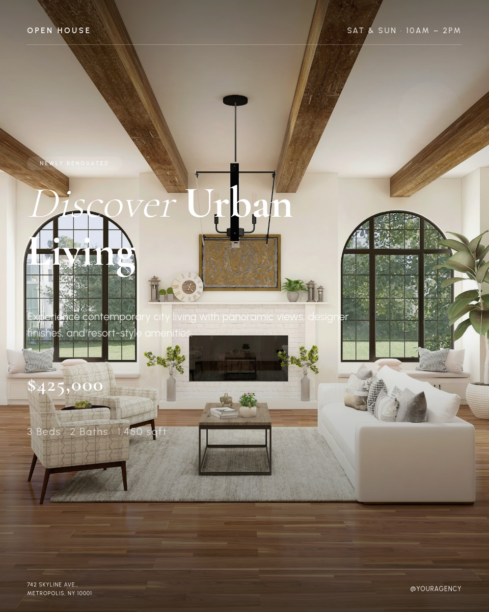 Contemporary Urban Condo Open House with Serif Overlay